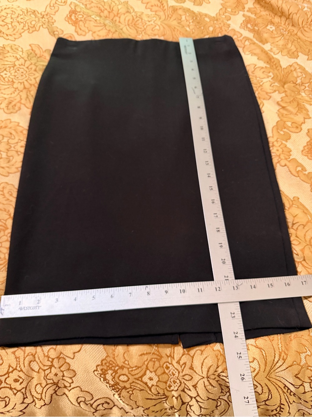ECI New York Heavy Stretch Black Pencil Pull On Skirt, Smooth Flat Front, Sz M - Picture 13 of 14